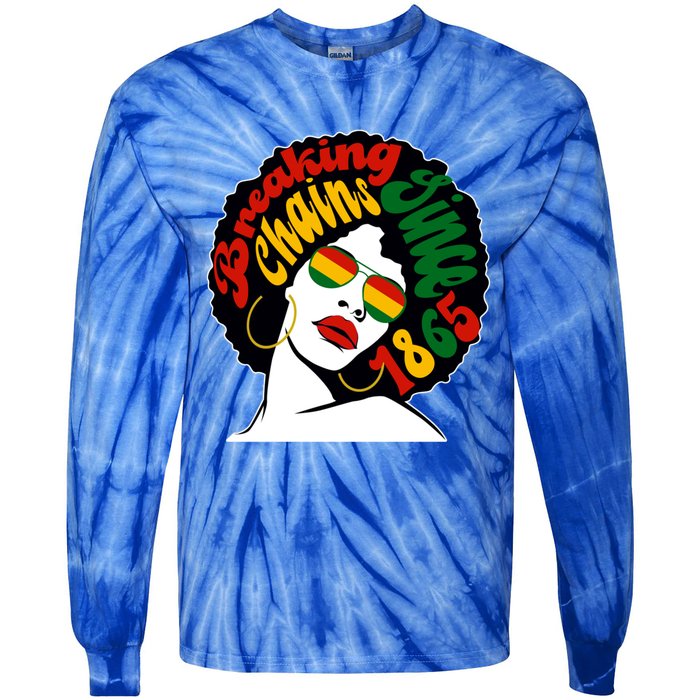 Breaking Chains Since 1865 Juneteenth Black American Freedom Gift Tie-Dye Long Sleeve Shirt