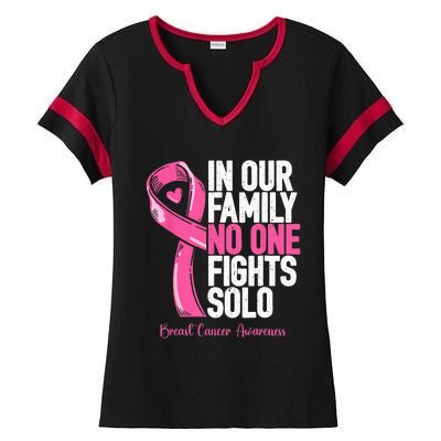 Breast Cancer Support Pink Family Breast Cancer Awareness Ladies Halftime Notch Neck Tee