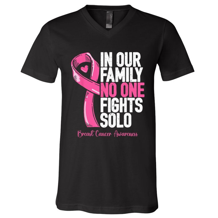 Breast Cancer Support Pink Family Breast Cancer Awareness V-Neck T-Shirt