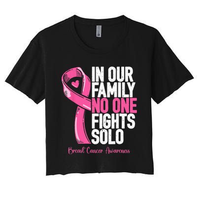 Breast Cancer Support Pink Family Breast Cancer Awareness Women's Crop Top Tee