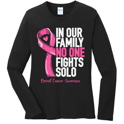 Breast Cancer Support Pink Family Breast Cancer Awareness Ladies Long Sleeve Shirt