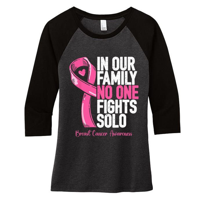 Breast Cancer Support Pink Family Breast Cancer Awareness Women's Tri-Blend 3/4-Sleeve Raglan Shirt