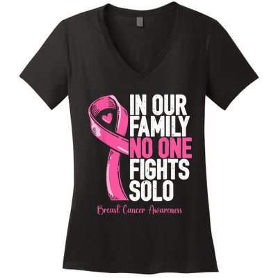 Breast Cancer Support Pink Family Breast Cancer Awareness Women's V-Neck T-Shirt