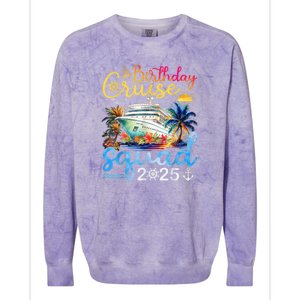 Birthday Cruise Squad 2025 Family Cruise Vacation Birthday Colorblast Crewneck Sweatshirt