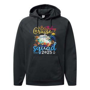 Birthday Cruise Squad 2025 Family Cruise Vacation Birthday Performance Fleece Hoodie