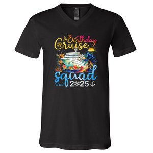 Birthday Cruise Squad 2025 Family Cruise Vacation Birthday V-Neck T-Shirt