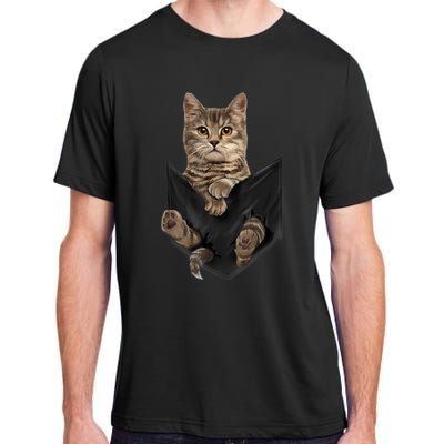 Brown Cat Sits In Pocket TShirt Cats Tee Shirt Gifts Adult ChromaSoft Performance T-Shirt