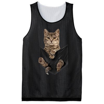 Brown Cat Sits In Pocket TShirt Cats Tee Shirt Gifts Mesh Reversible Basketball Jersey Tank