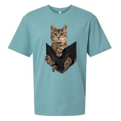 Brown Cat Sits In Pocket TShirt Cats Tee Shirt Gifts Sueded Cloud Jersey T-Shirt