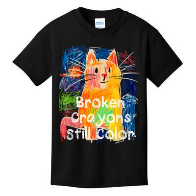 Broken Crayons Still Color Cat Teacher Kids T-Shirt