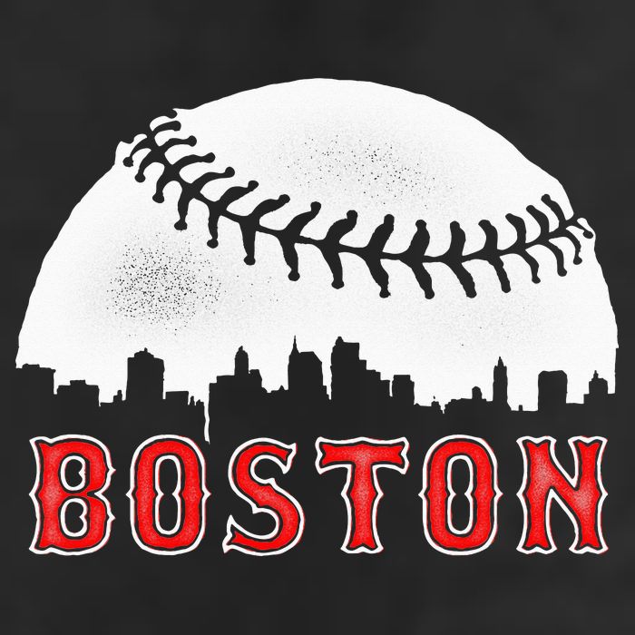 boston city skyline baseball 7 Panel Mesh Trucker Snapback Hat