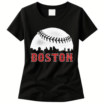 boston city skyline baseball Womens T-Shirt
