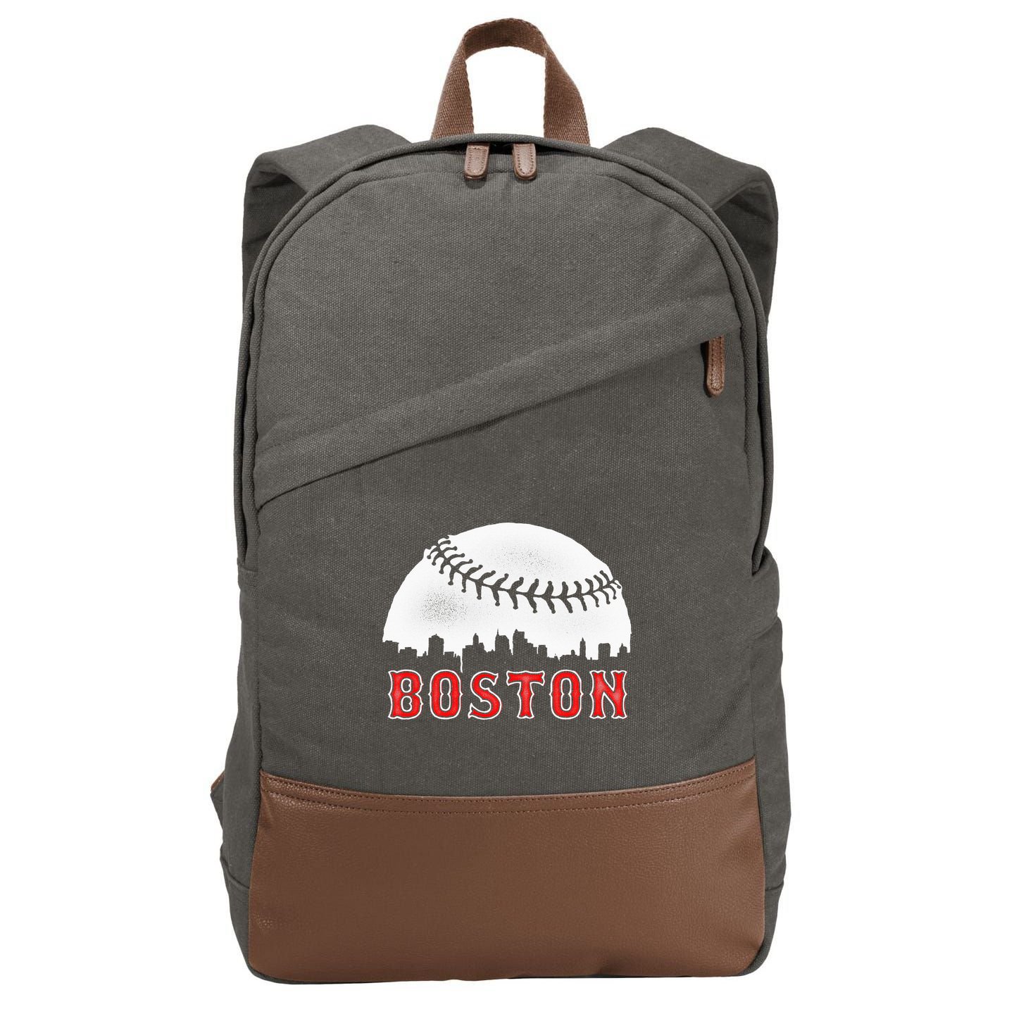 boston city skyline baseball Cotton Canvas Backpack