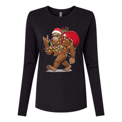 Bigfoot Christmas Santa Sasquatch With Lights Womens Cotton Relaxed Long Sleeve T-Shirt