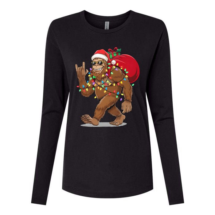 Bigfoot Christmas Santa Sasquatch With Lights Womens Cotton Relaxed Long Sleeve T-Shirt