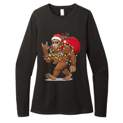 Bigfoot Christmas Santa Sasquatch With Lights Womens CVC Long Sleeve Shirt