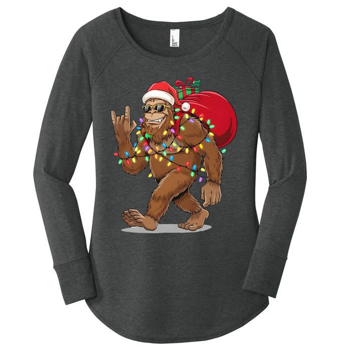 Bigfoot Christmas Santa Sasquatch With Lights Women's Perfect Tri Tunic Long Sleeve Shirt