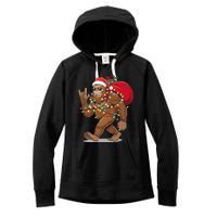 Bigfoot Christmas Santa Sasquatch With Lights Women's Fleece Hoodie