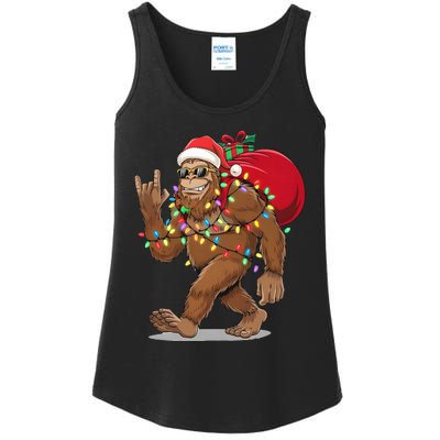 Bigfoot Christmas Santa Sasquatch With Lights Ladies Essential Tank