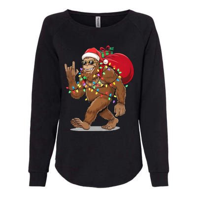 Bigfoot Christmas Santa Sasquatch With Lights Womens California Wash Sweatshirt