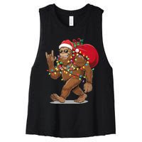 Bigfoot Christmas Santa Sasquatch With Lights Women's Racerback Cropped Tank