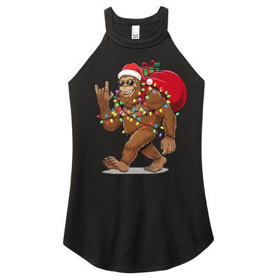 Bigfoot Christmas Santa Sasquatch With Lights Women's Perfect Tri Rocker Tank