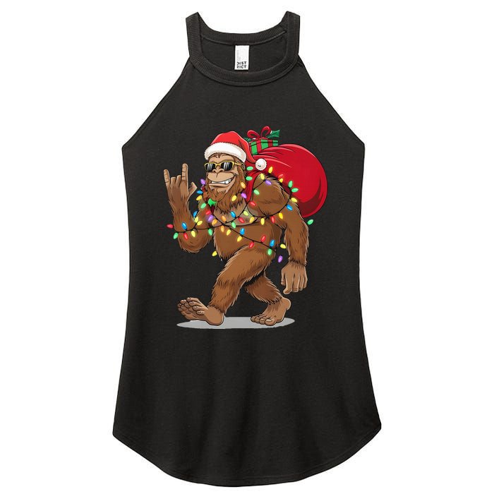 Bigfoot Christmas Santa Sasquatch With Lights Women's Perfect Tri Rocker Tank