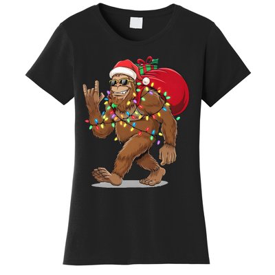 Bigfoot Christmas Santa Sasquatch With Lights Women's T-Shirt