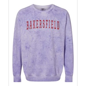 Bakersfield California Souvenir Vacation College Style Red Colorblast Crewneck Sweatshirt