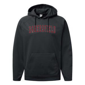 Bakersfield California Souvenir Vacation College Style Red Performance Fleece Hoodie