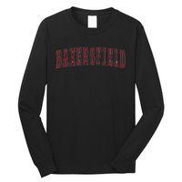 Bakersfield California Souvenir Vacation College Style Red Long Sleeve Shirt