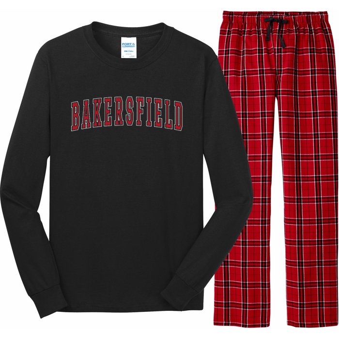 Bakersfield California Souvenir Vacation College Style Red Long Sleeve Pajama Set