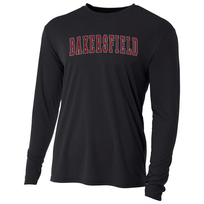 Bakersfield California Souvenir Vacation College Style Red Cooling Performance Long Sleeve Crew