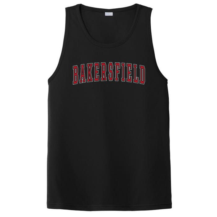 Bakersfield California Souvenir Vacation College Style Red PosiCharge Competitor Tank