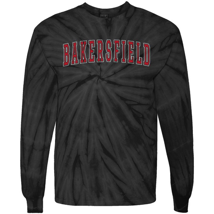 Bakersfield California Souvenir Vacation College Style Red Tie-Dye Long Sleeve Shirt