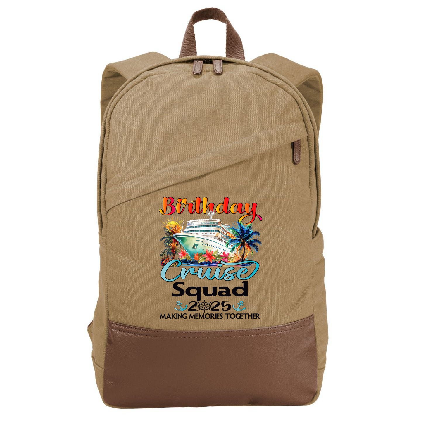 Birthday Cruise Squad 2025 Friends Family Vacation Matching Cotton Canvas Backpack