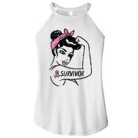 Breast Cancer Survivor Rosie Riveter Pink Awareness Women’s Perfect Tri Rocker Tank