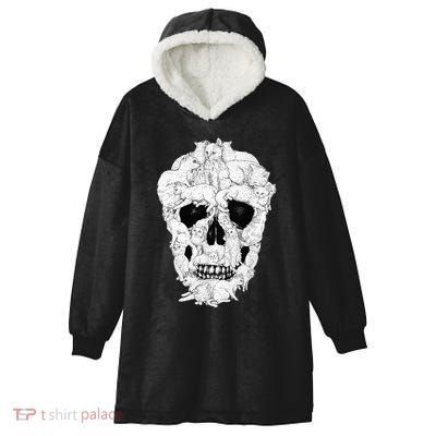 Best Cat Skull Halloween Skeleton Cat Lover Hooded Wearable Blanket