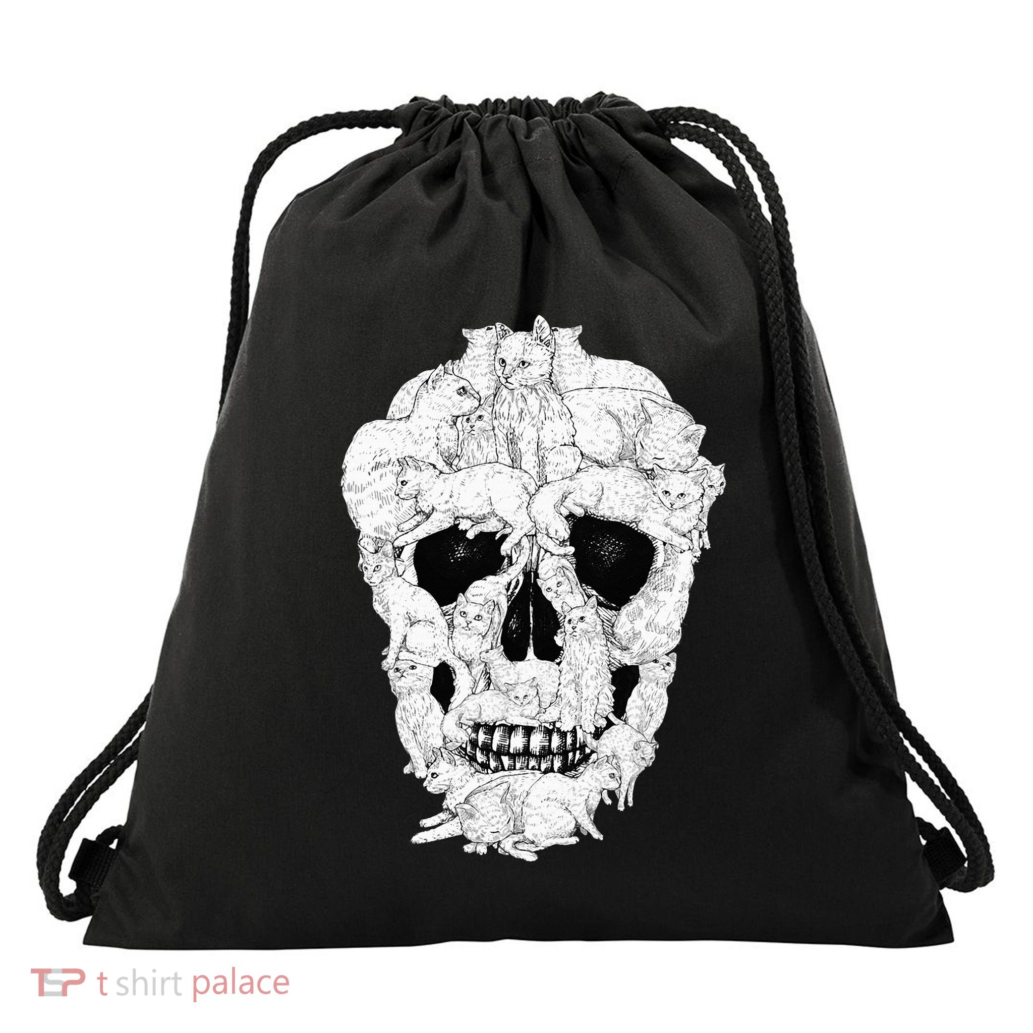 Best Cat Skull Halloween Skeleton Cat Lover Drawstring Bag