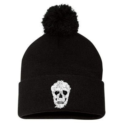 Best Cat Skull Halloween Skeleton Cat Lover Pom Pom 12in Knit Beanie