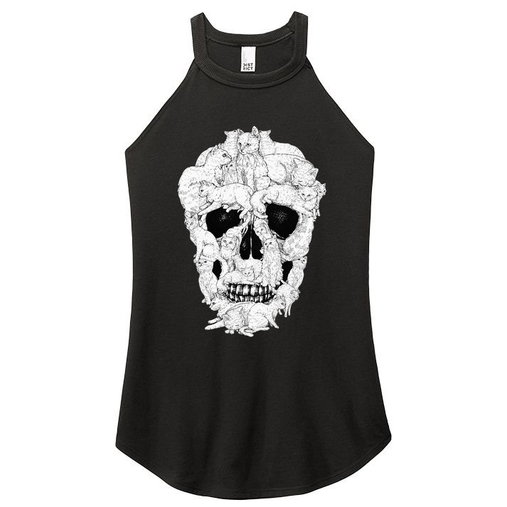 Best Cat Skull Halloween Skeleton Cat Lover Women's Perfect Tri Rocker Tank