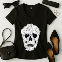 Best Cat Skull Halloween Skeleton Cat Lover Women's V-Neck T-Shirt
