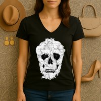 Best Cat Skull Halloween Skeleton Cat Lover Women's V-Neck T-Shirt