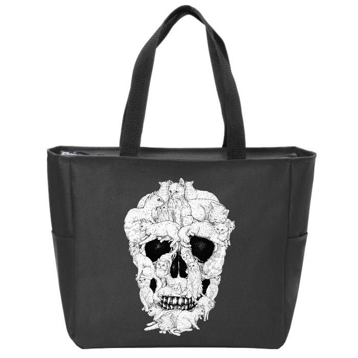 Best Cat Skull Halloween Skeleton Cat Lover Zip Tote Bag