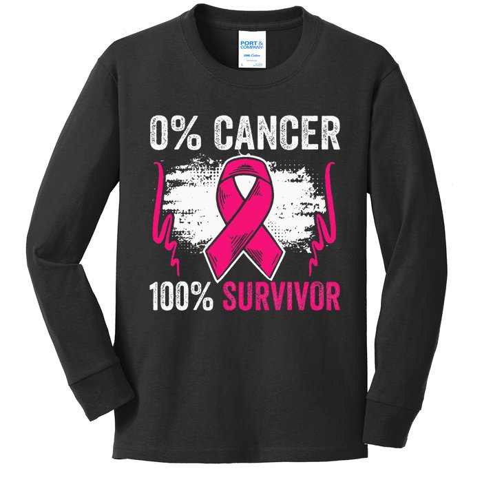 Breast Cancer Survivor Pink Awareness Percentage Celebration Kids Long Sleeve Shirt