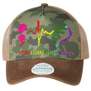 Broken Crayons Still Color Mental Health Awareness Semicolon Legacy Tie Dye Trucker Hat