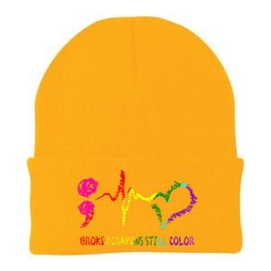 Broken Crayons Still Color Mental Health Awareness Semicolon Knit Cap Winter Beanie