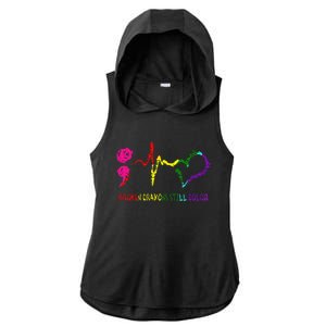 Broken Crayons Still Color Mental Health Awareness Semicolon Ladies PosiCharge Tri-Blend Wicking Draft Hoodie Tank