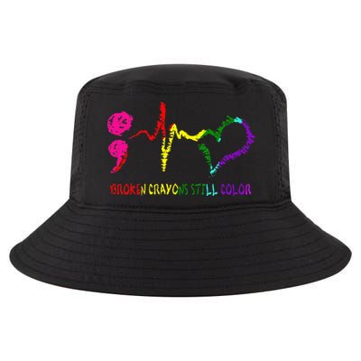 Broken Crayons Still Color Mental Health Awareness Semicolon Cool Comfort Performance Bucket Hat