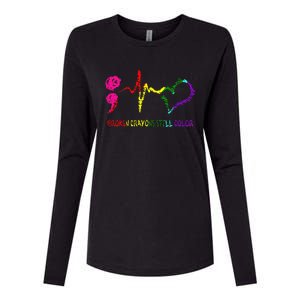 Broken Crayons Still Color Mental Health Awareness Semicolon Womens Cotton Relaxed Long Sleeve T-Shirt